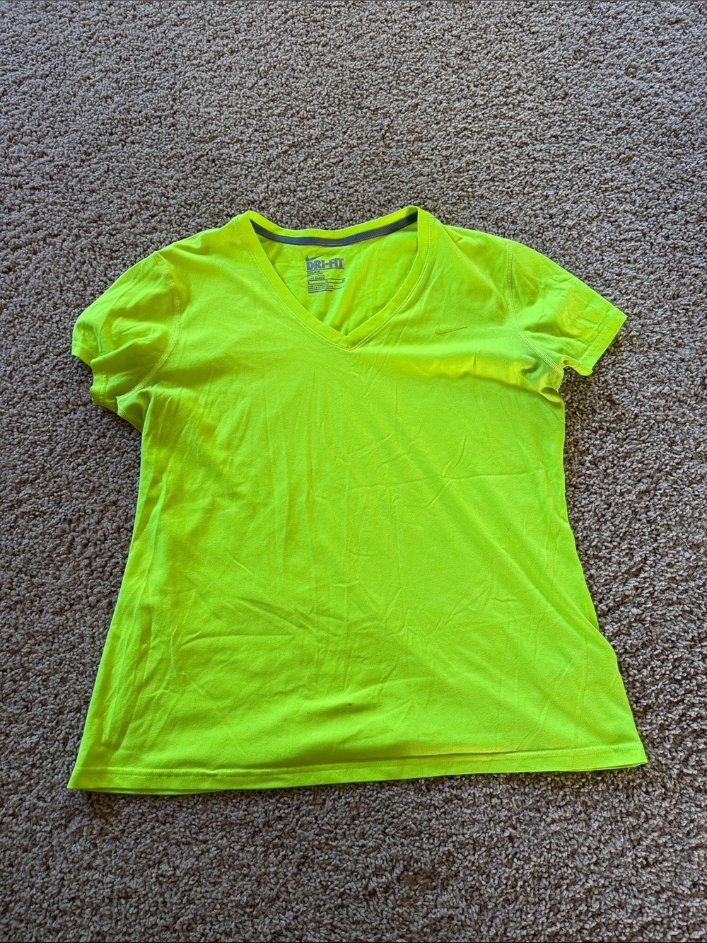 Nike Women's Neon Lime V-Neck Short Sleeve Tee